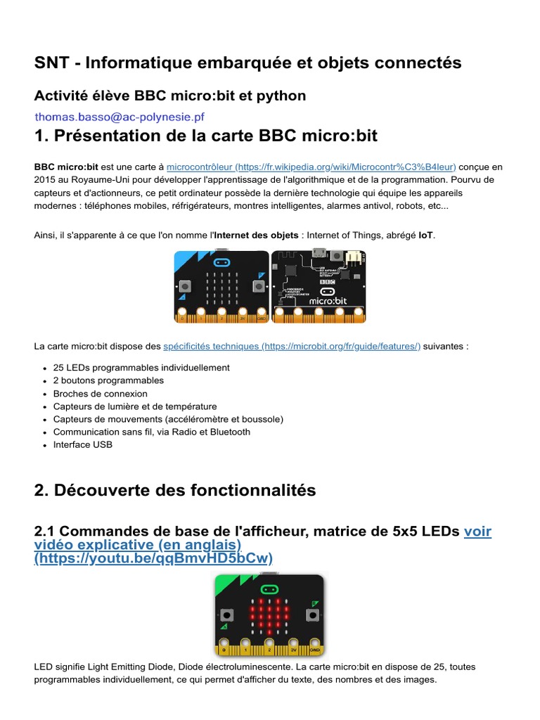 Activités Python avec BBC micro:bit | PDF | Informatique | Ingénierie ...