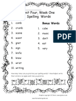 Spelling Words Unit Four Week One Ttgbonus