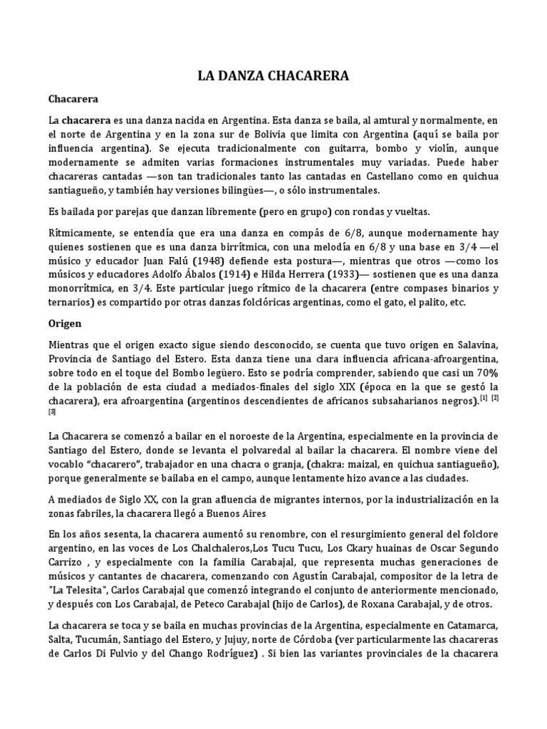 Historia y Coreografía de la Chacarera | PDF | Musica argentina ...