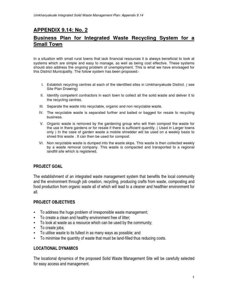 recycling business plan doc