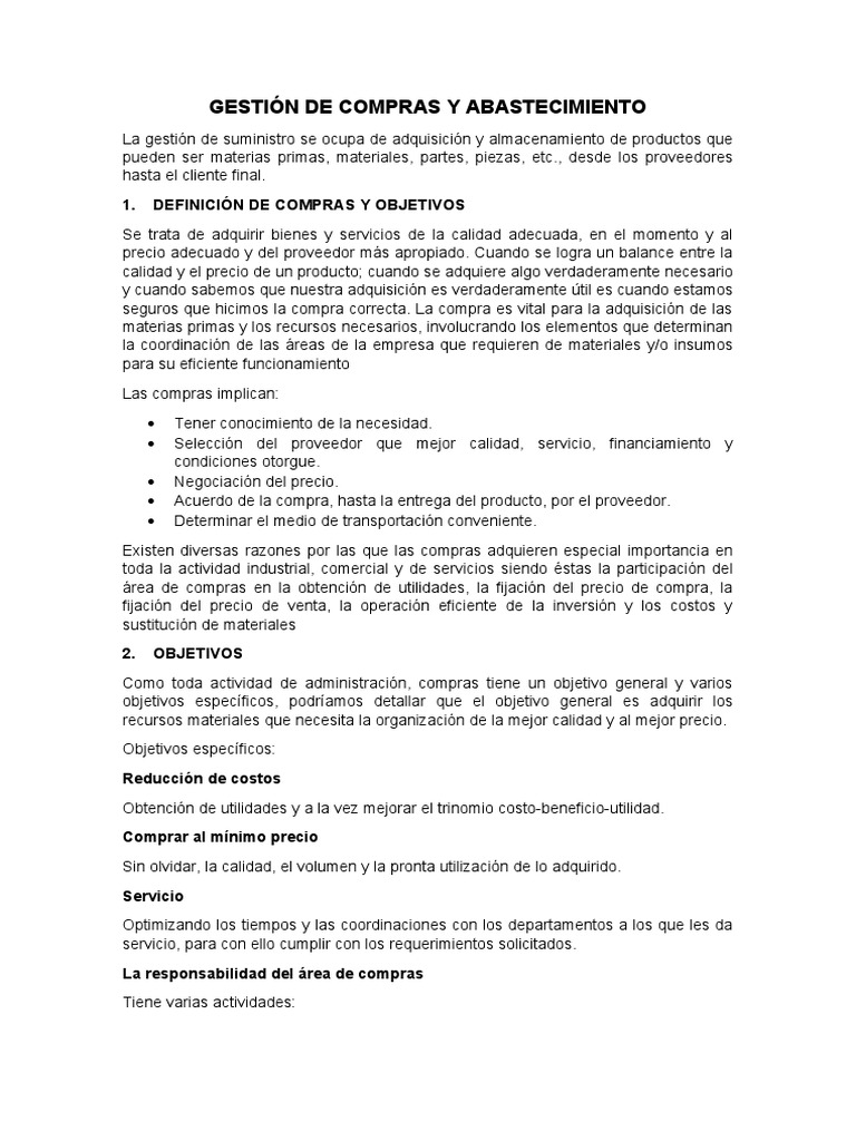 Tema 04 - Gestión de Compras y Abastecimiento | PDF | Calidad ...