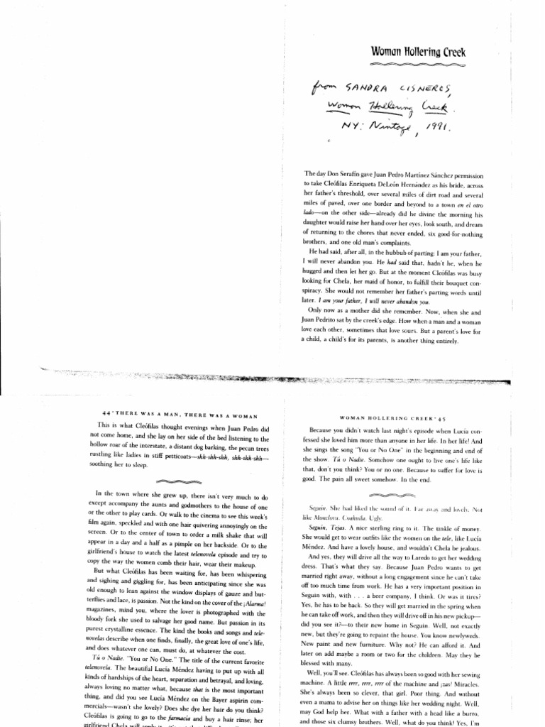 Woman Hollering Creek Sandra Lisners PDF