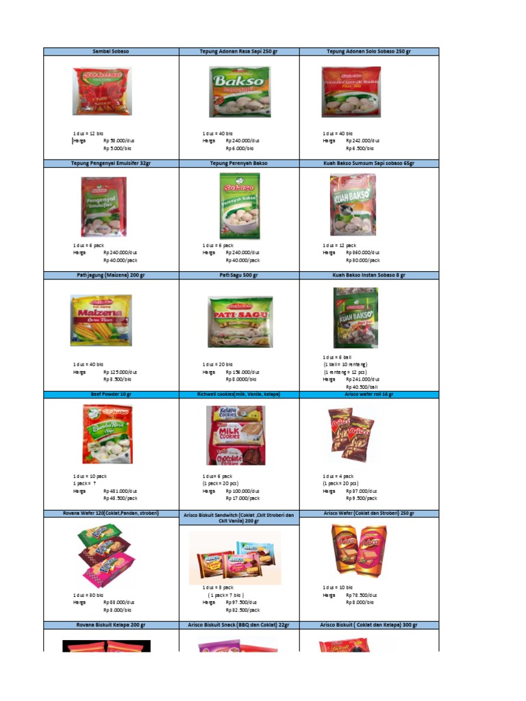Daftar Harga Produk Makanan Mingcoco | PDF | Memasak, Makanan, & Anggur