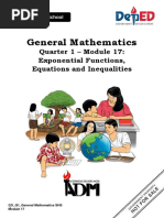 General Mathematics: Quarter 1 - Module 17: Exponential Functions, Equations and Inequalities