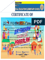 Certificate Of: ZETA PHI OMEGA-Carmen Chapter
