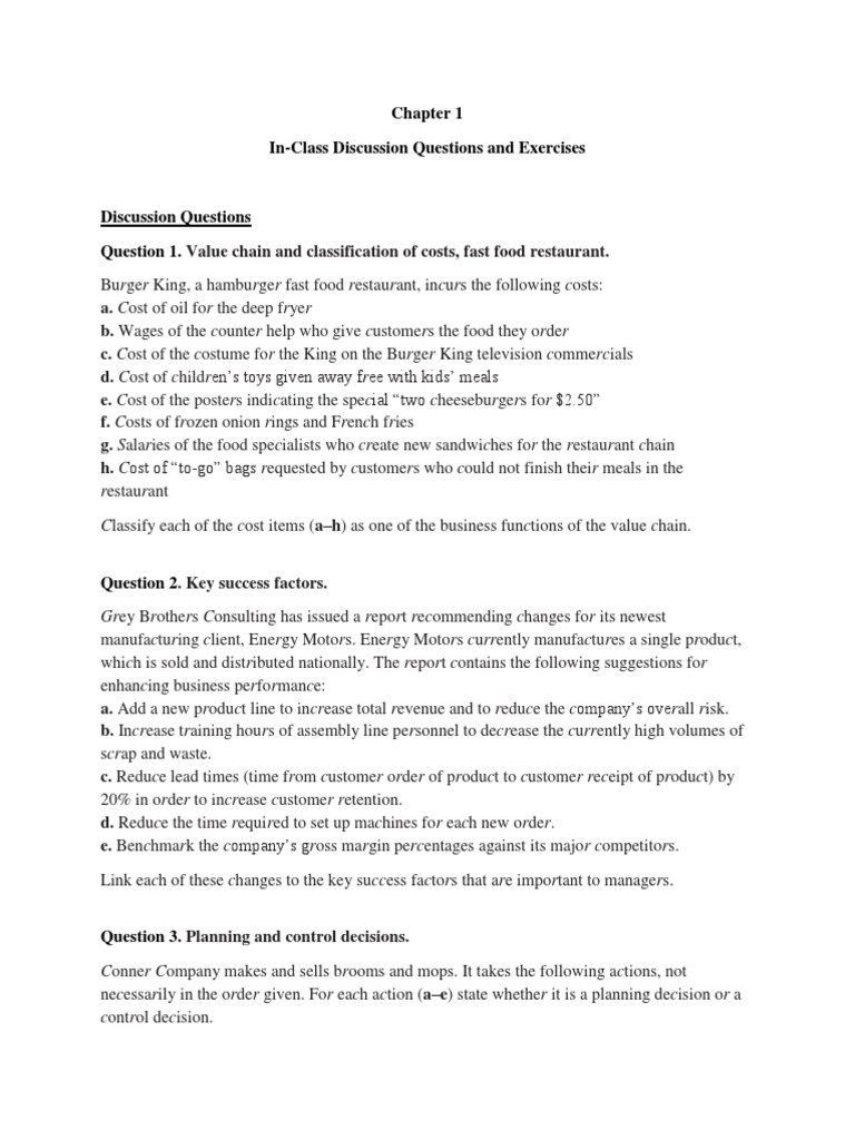 Cost Classification in Fast Food Operations | PDF | Marketing | Quality ...