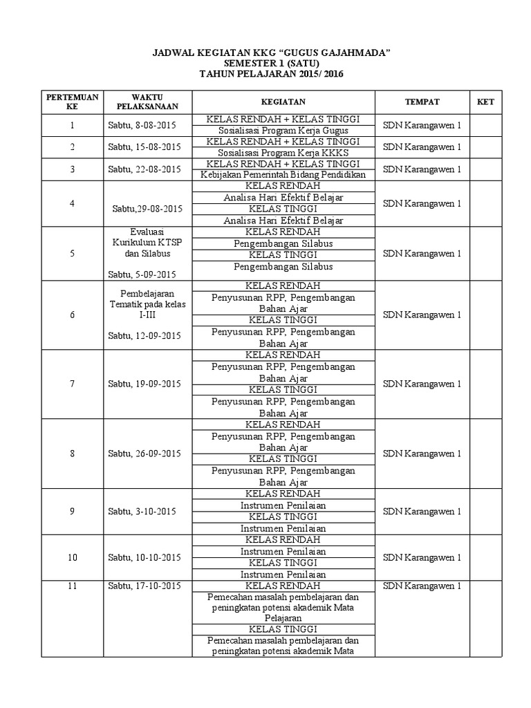 Calendar Kdg Jadwal Kegiatan Kkg Gajahmada