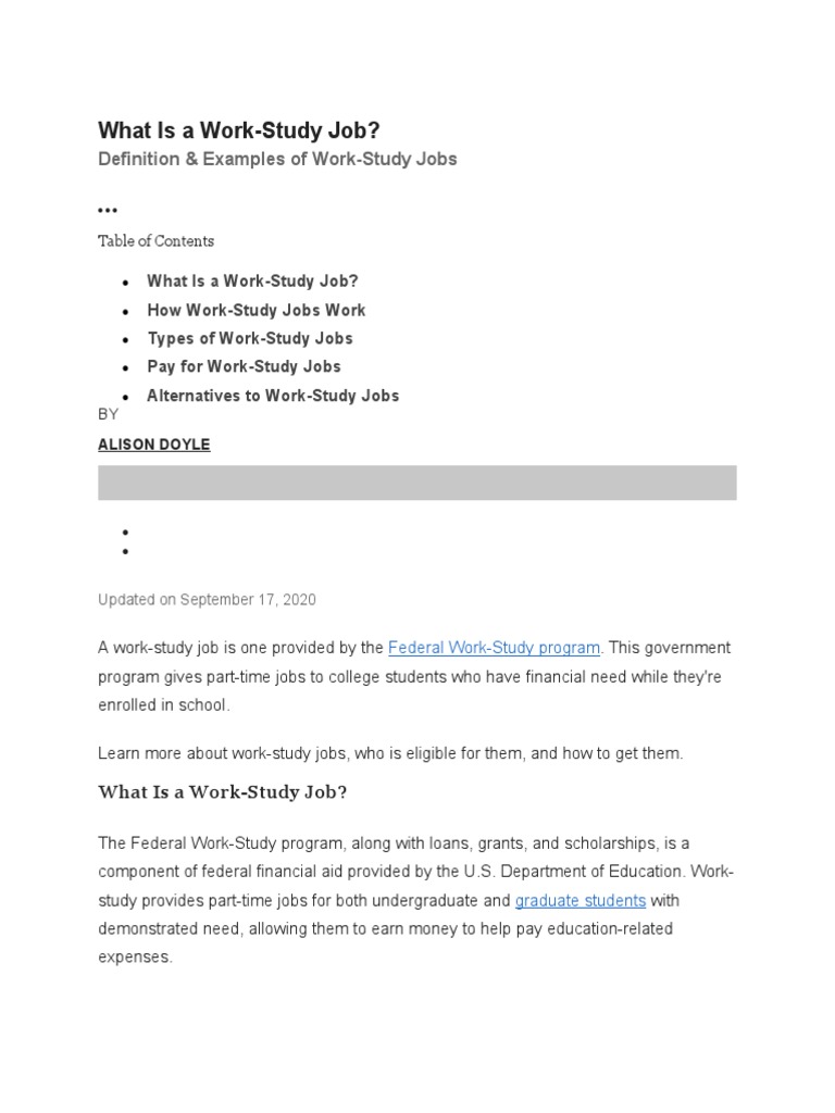 What Is A WorkStudy Job? PDF The United States