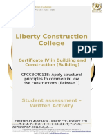 Liberty Construction College: Student Assessment - Written Activity