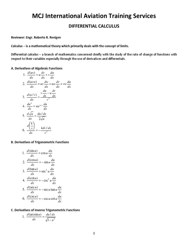 Differential Calculus Concepts and Problems | PDF | Slope | Area