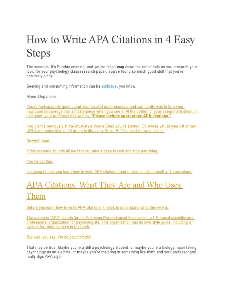 How To Write APA Citations in 4 Easy Steps | PDF | Citation | Apa Style