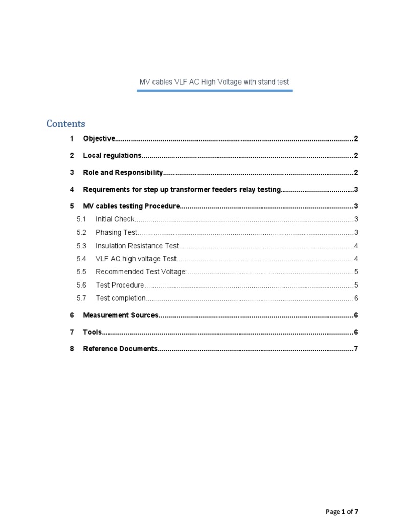 MV Cables VLF Testing Procedure | PDF | Alternating Current | High Voltage