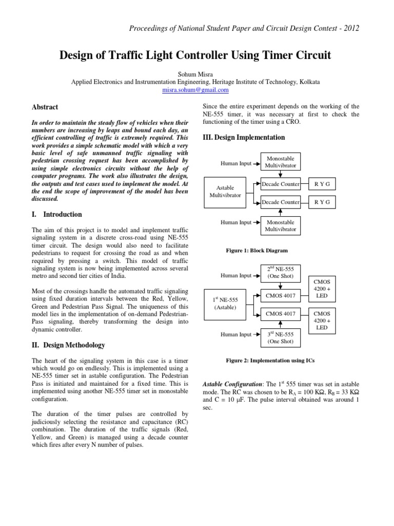 Design of Traffic Light Controller Using Timer Circuit Circuit Diagram