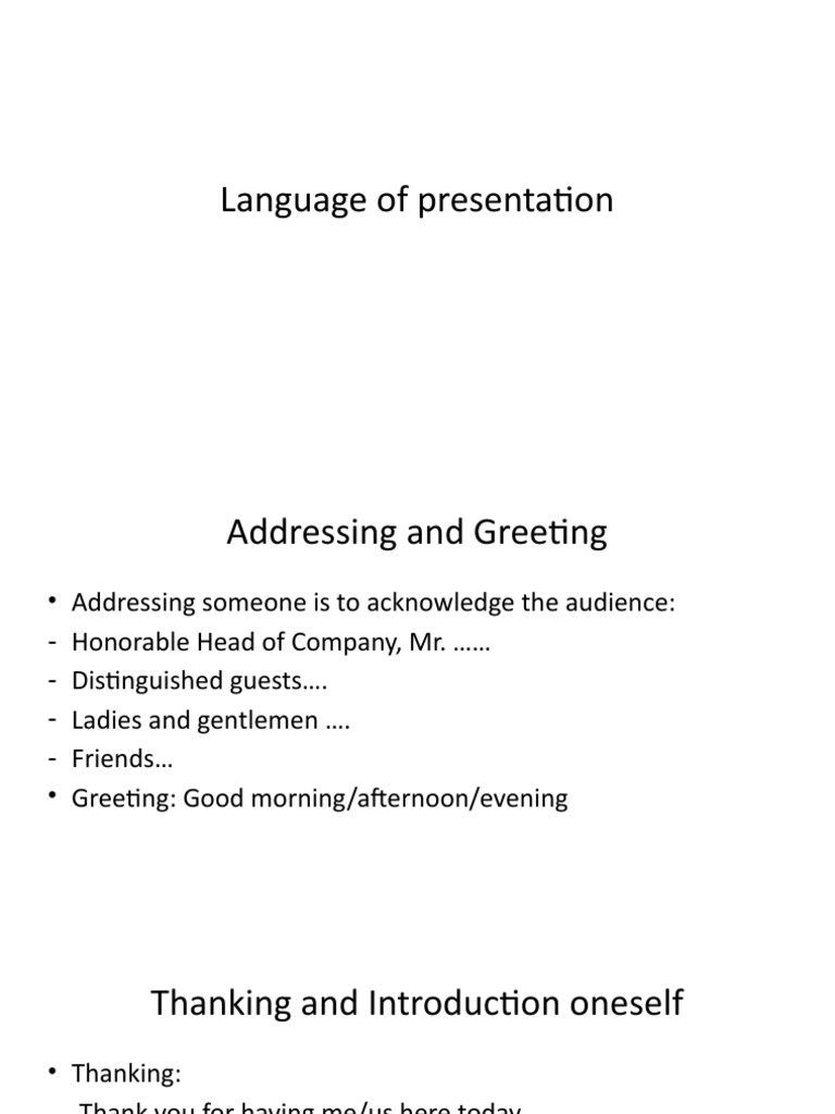 language of presentation pdf