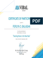 Certificate of Participation: Ferlyn O. Balagha