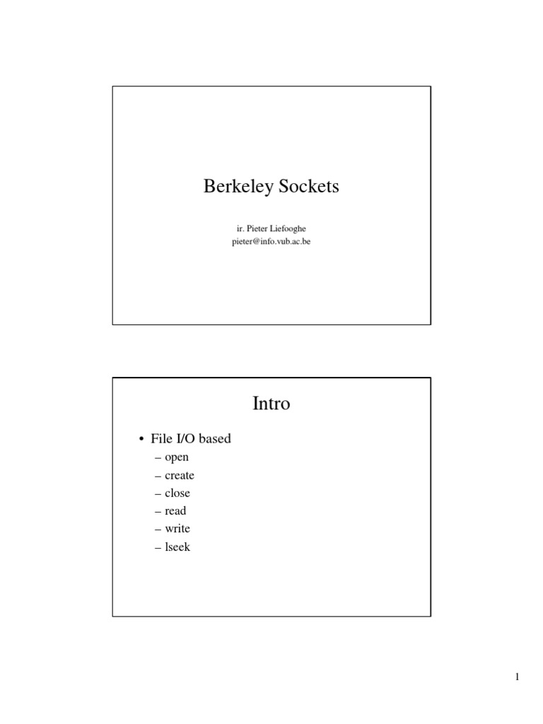 Berkeley Sockets: - File I/O Based | PDF | Network Socket | Computer Data