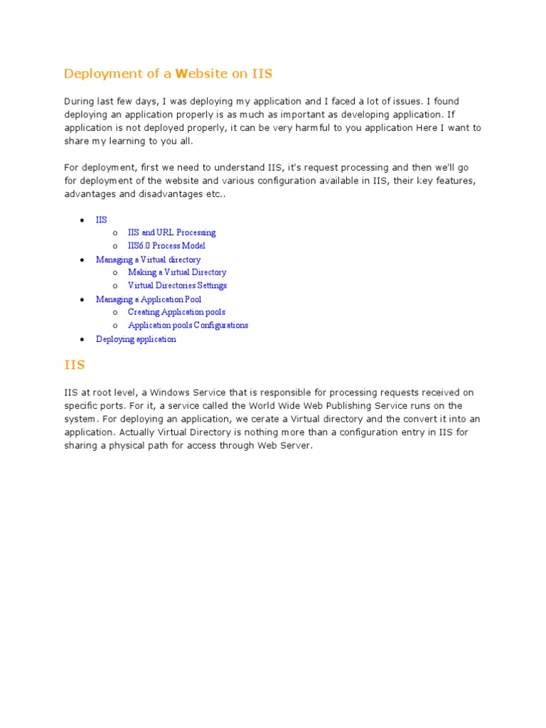 IIS Website Deployment Guide | PDF | Internet Information Services ...