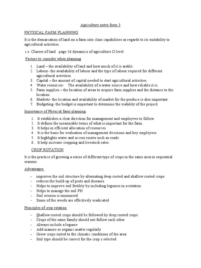 Agriculture Notes Form 3 Pdf 1 Pdf Ruminant Soil