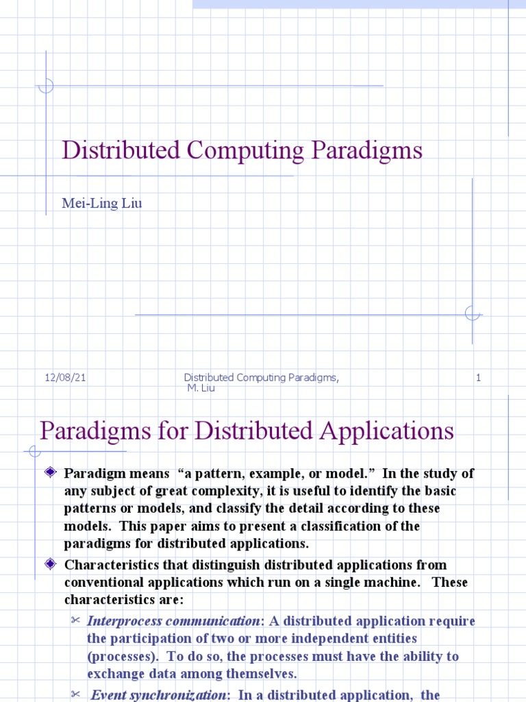 Distributed Computing Paradigms MeiLing Liu PDF Message Passing