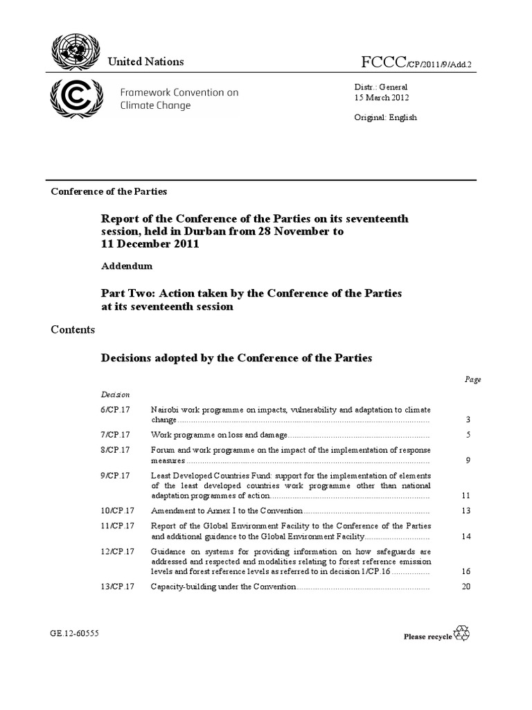 United Nations Conference of The Parties PDF United Nations