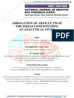Abrogation of Article 370 of The Indian Constitution: An Analytical Study