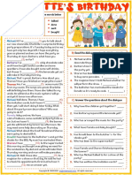 Present Perfect Tense Esl Dialogue Charlottes Birthday Exercises Worksheet