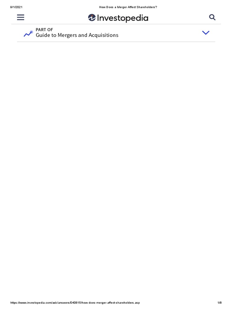 How Does A Merger Affect Shareholders PDF Mergers And Acquisitions Takeover