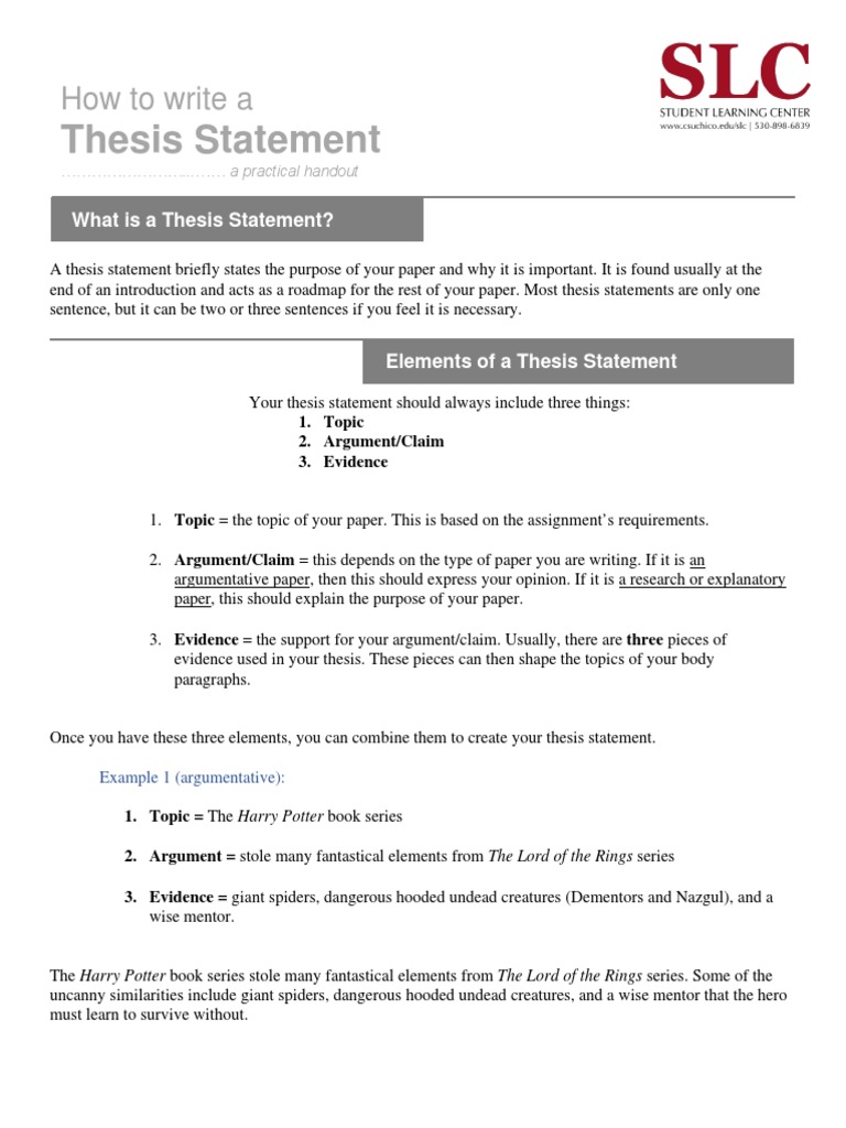 Thesis Statement: How To Write A | PDF | Thesis