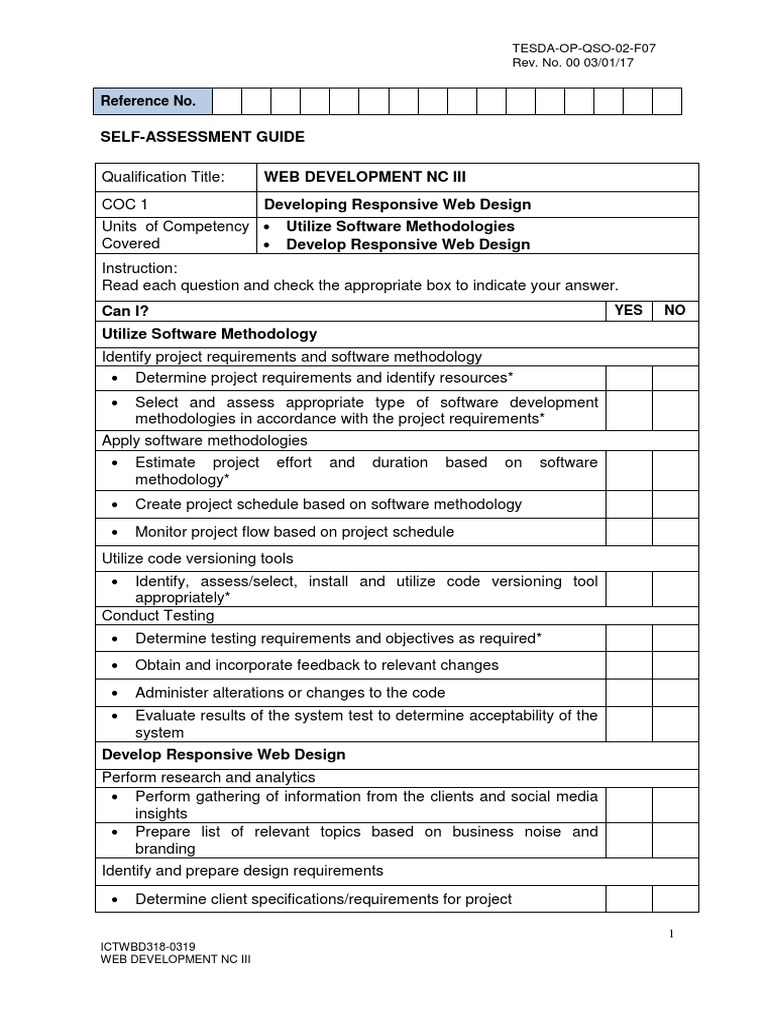 Web Development NC III Self-Assessment Guide | PDF | Websites ...