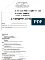 Philosophy of the Human Person Activity Sheet