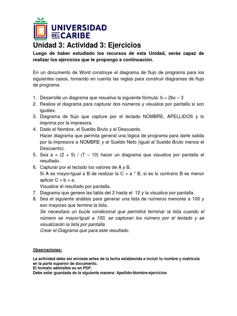 Unidad 3. Actividad 3. Ejercicios | PDF
