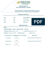 PIA Booking Summary for Jalil Ahmed