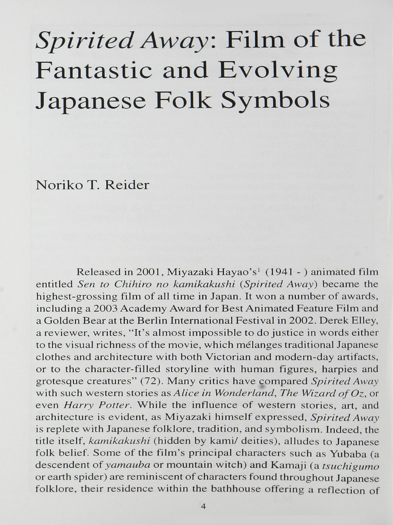 Spirited Away - Film of The Fantastic and Evolving Japanese Folk ...