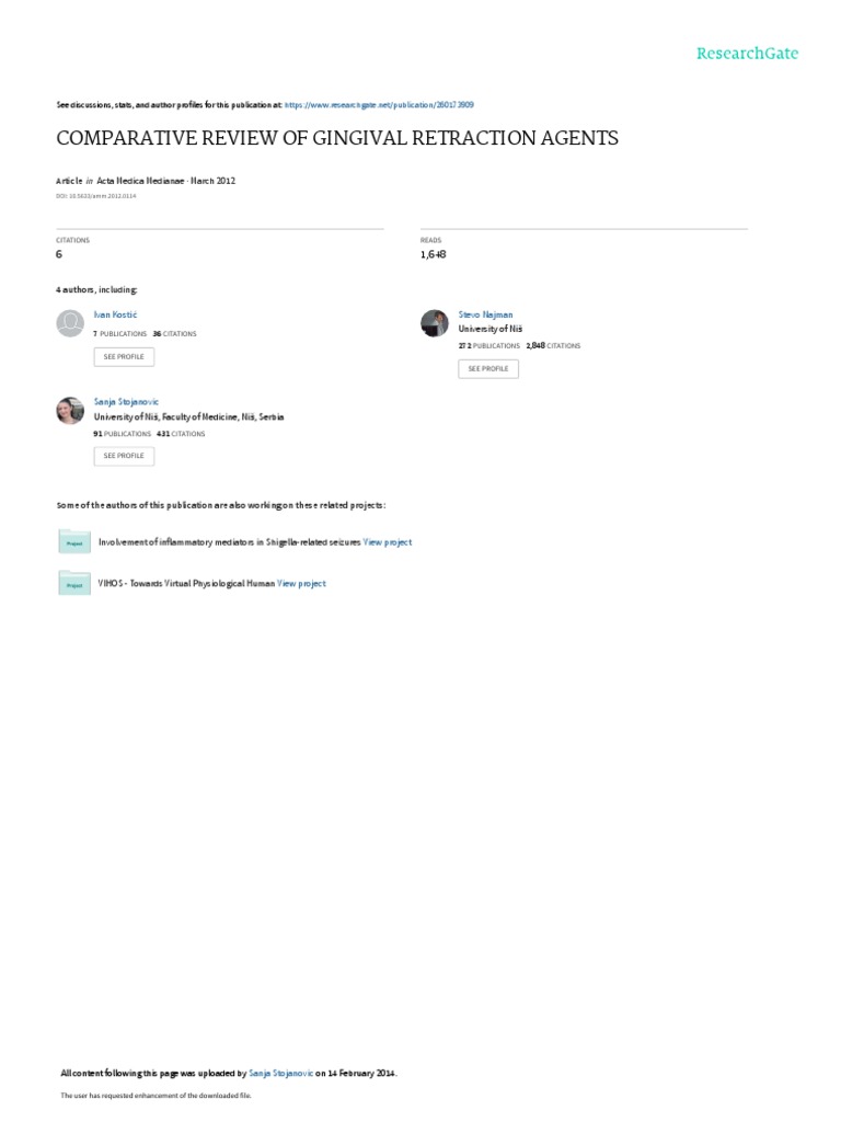 Comparative Review of Gingival Retraction Agents Download Free PDF