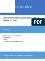 Journal Club: Title: Time Course of Processing Emotional Stimuli As A Function of Published: 2010, Emotion