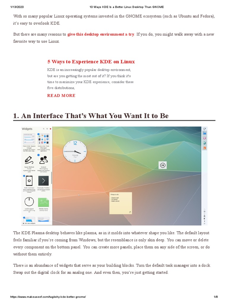 10 Ways Kde Is A Better Linux Desktop Than Gnome Pdf Desktop