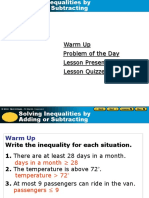 6-1 Solving Inequalities by Adding - Subtracting