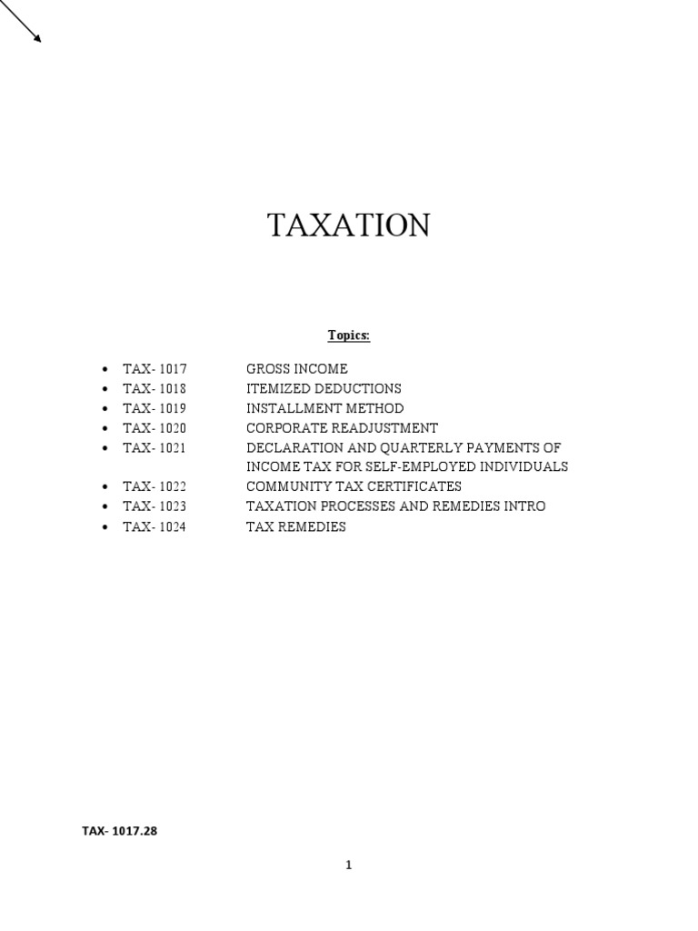 Taxation: Gross Income & Deductions | PDF | Employee Benefits | Gross ...