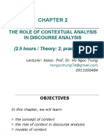 The Role of Contextual Analysis in Discourse Analysis: (2.5 Hours / Theory: 2, Practice: 0.5)