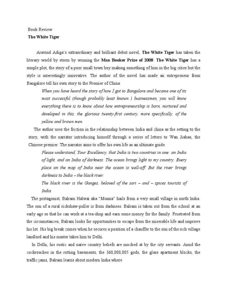 Book Review The White Tiger PDF