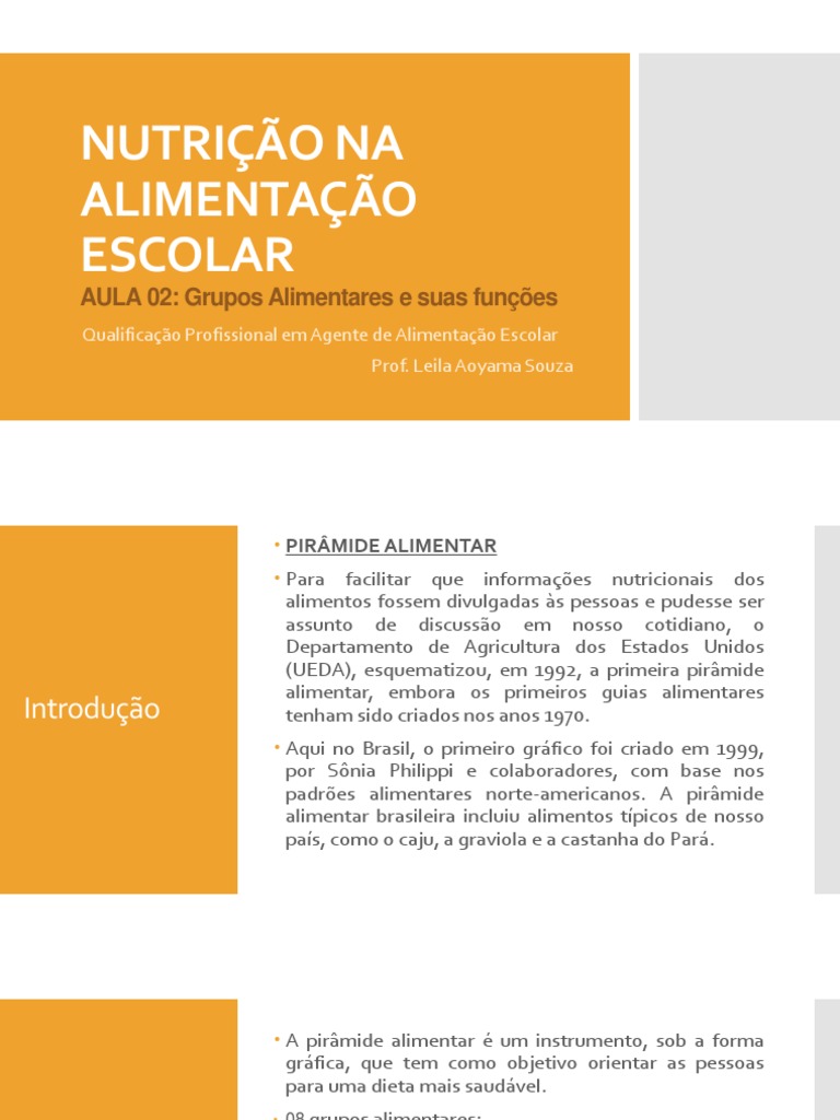 Nutrição Na Alimentação Escolar Aula02 Pdf Alimentos Dieta E