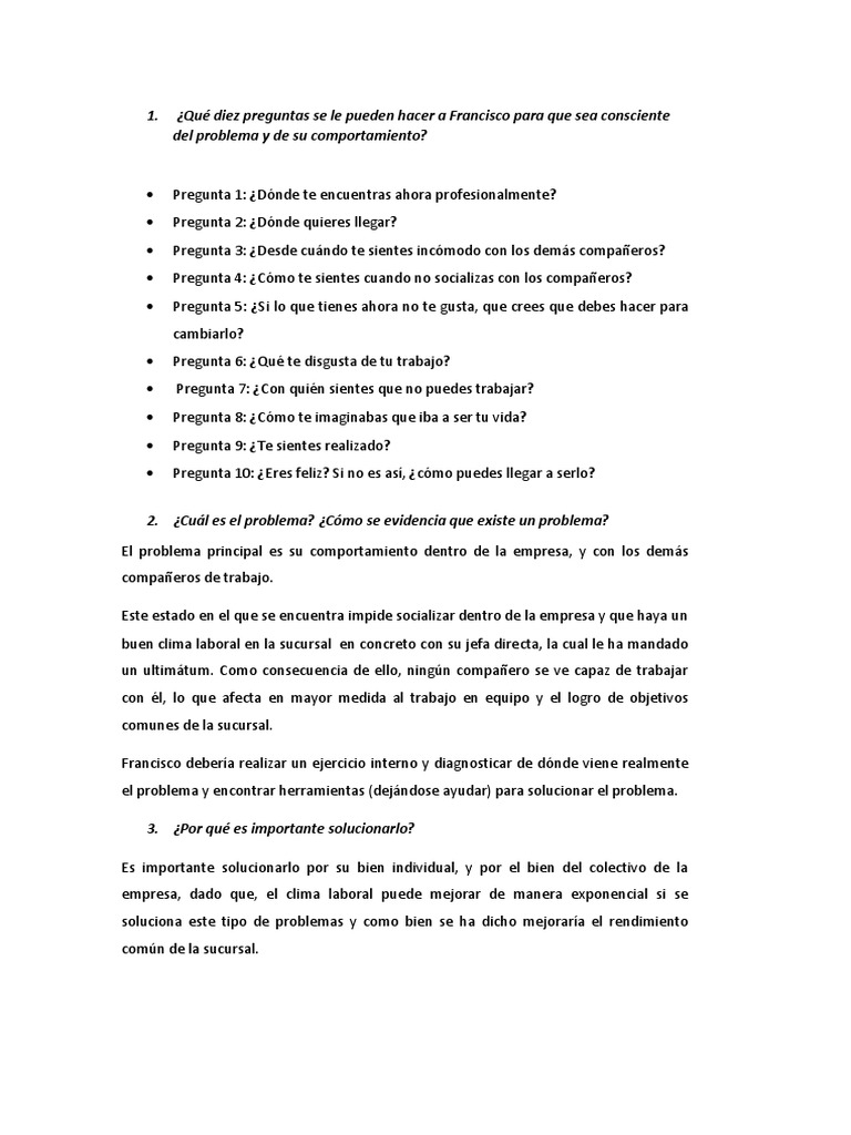 Preguntas para mejorar el clima laboral | PDF