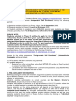 Information For Self Enrolment On Masters Programmes at The University of Valencia For The Academic Year 2009/2010 (Please Read The Document in Full)