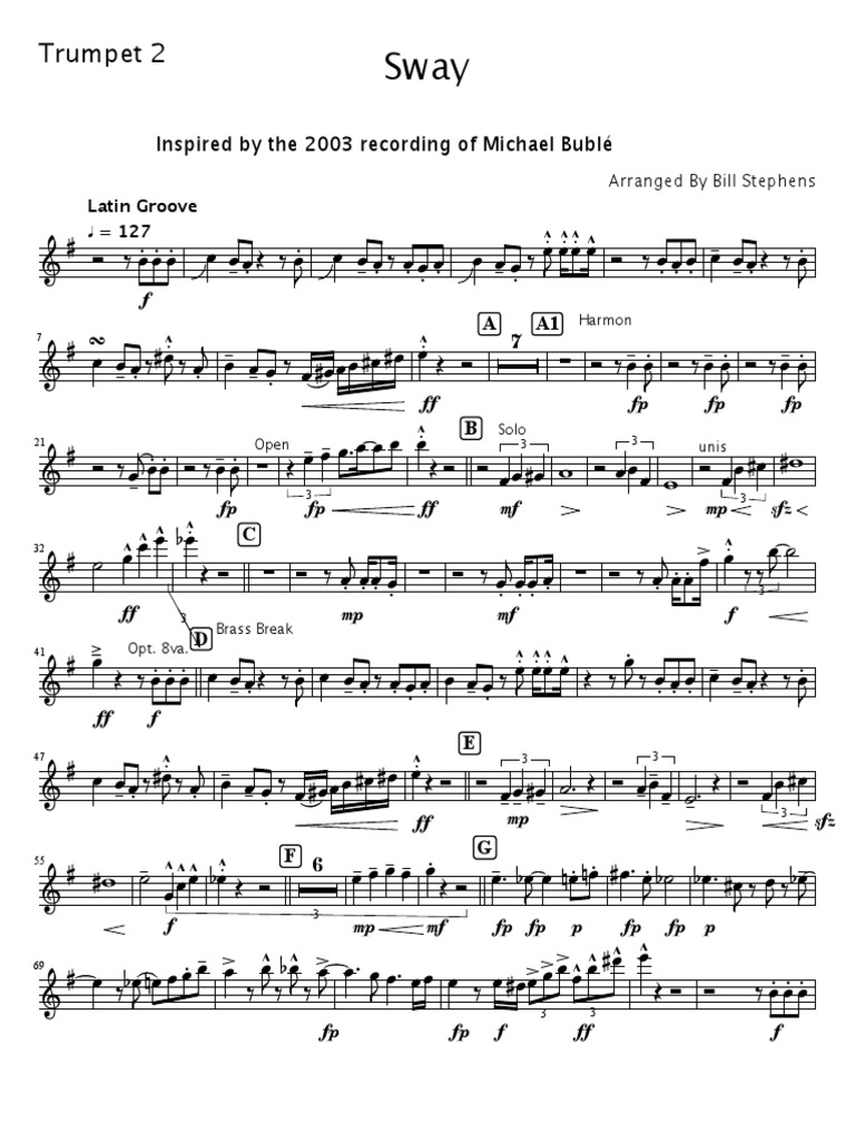 Sway - Trumpet 2 | PDF | Brass Instruments | Aerophones
