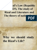 The Rizal's Law (Republic Act 1425), The Study of Rizal and Literature and The Theory of Nationalism