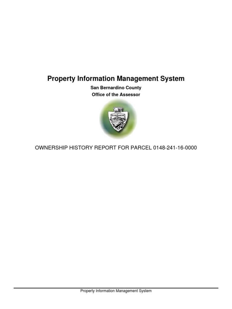 Property Information Management System Ownership History Report For
