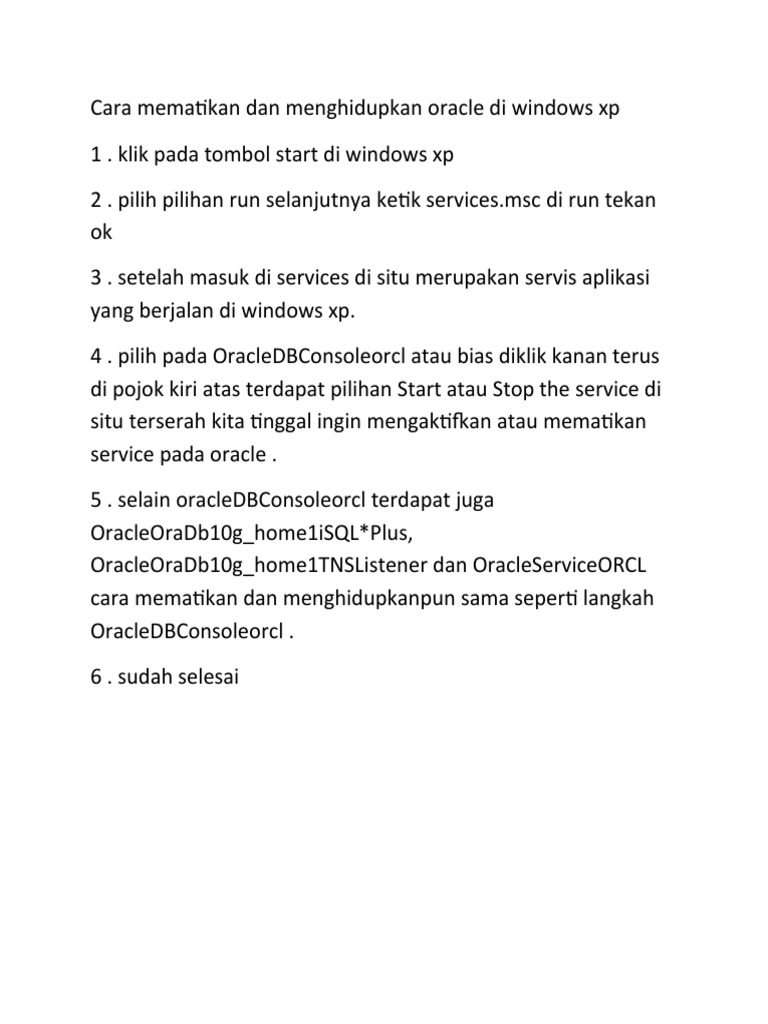 Kelola Oracle di Windows XP | PDF | Komputer