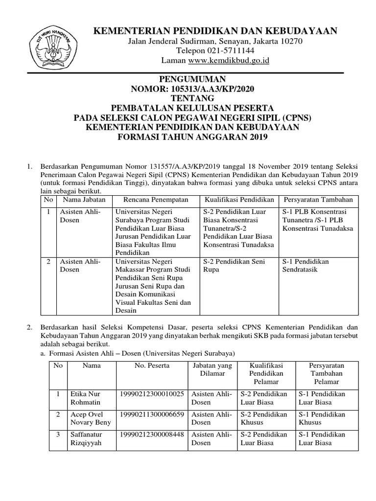 Pengumuman pembatalan kelulusan share pdf