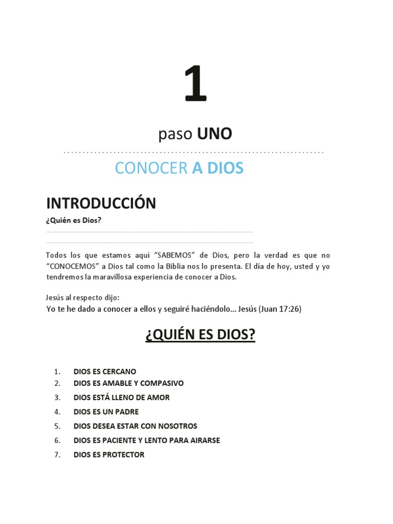 Paso 1 Conocer A Dios | PDF | Cristo (título) | Pecado
