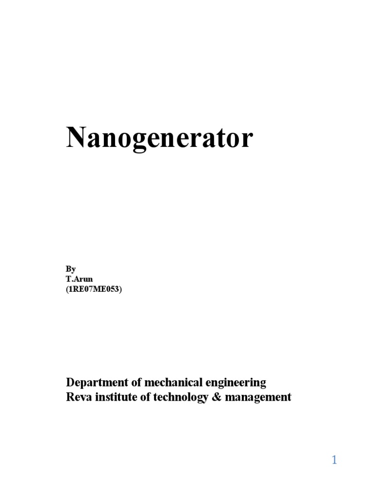 Overview of Nanogenerator Technology | PDF | Nanotechnology | Nanowire